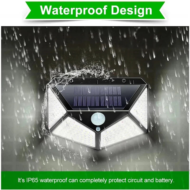 1/2/4/6/10PCS 100 LED Solar Wall Lamp 4 Sides Luminous With Motion Sensor Outdoor Garden Courtyard Waterproof Wall Light