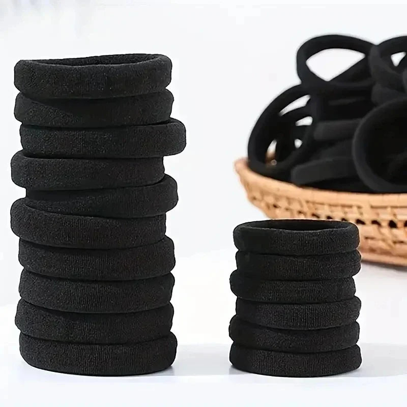 10/100pcs Black Basic Hair Bands Women Girls Simple High Elastic Rubber Ropes Scrunchies Headband Ties Ponytail Holders 2-5cm