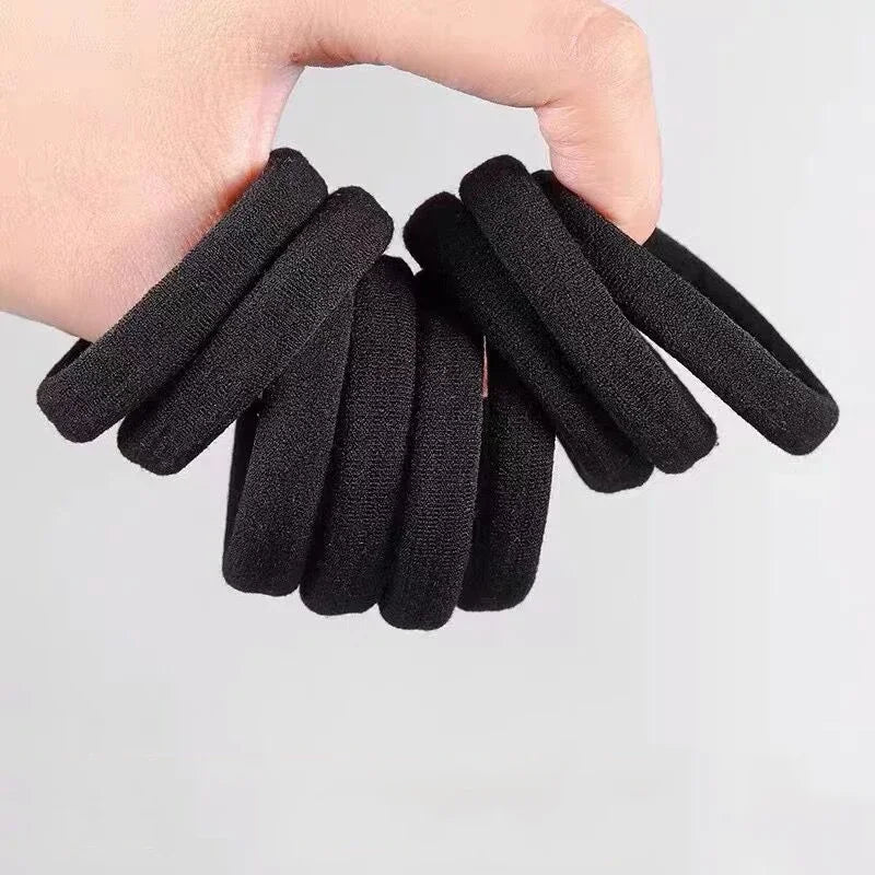 10/100pcs Black Basic Hair Bands Women Girls Simple High Elastic Rubber Ropes Scrunchies Headband Ties Ponytail Holders 2-5cm