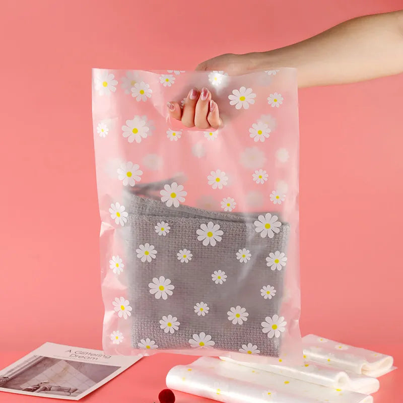 10-30pcs/lot Small Daisy Transparent Plastic Bag Pretty Mini Mixed Pattern Jewelry Earring Jewelry Gift Bag Shopping Pouch