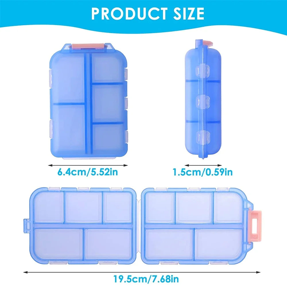 10 Grids Small Pill Cases Organizer Box Weekly Travel Pill Organizer Portable Pocket Pill Case Holder Plastic Container Box