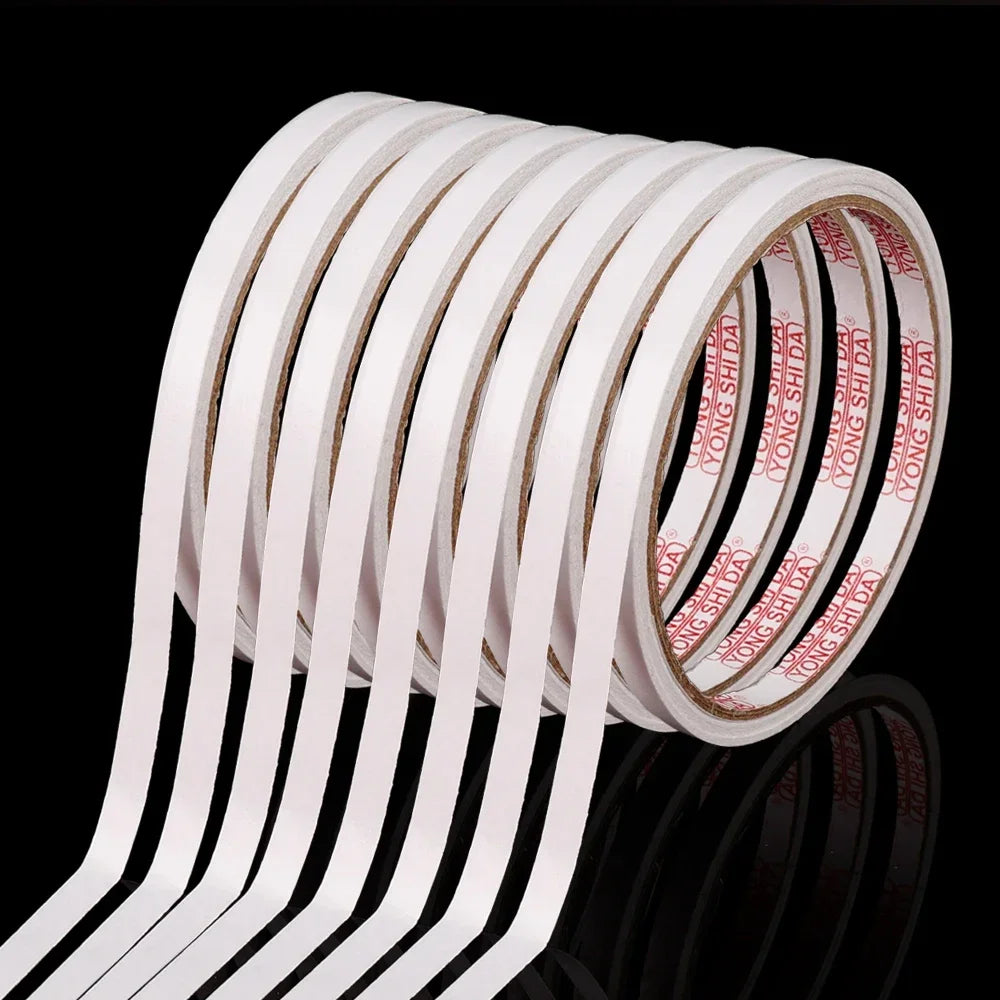 10 Rolls Double Sided Adhesive Tape 8M Ultra-thin White Strong Tape Sticker for Home Office Craft Double Sided Tape Sticky Paper