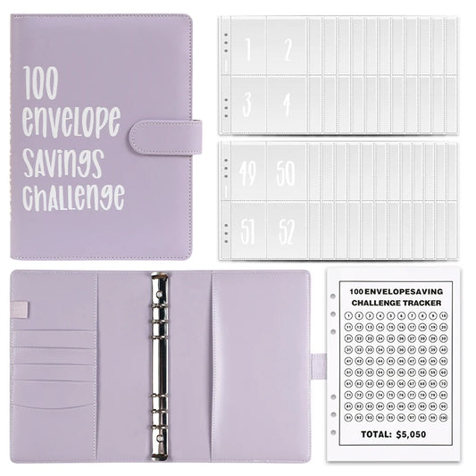 100 Envelope Challenge Binder Save Savings Challenges Loose-Leaf Binder Budget Binder With Cash Envelopes Money Organizer System