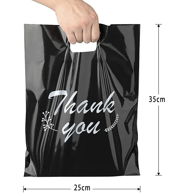 100 Pcs Customized Logo Color Shopping Bag With Handle Plastic Gift Bag Businss Customer Plastic Bag(excluding printing fee)