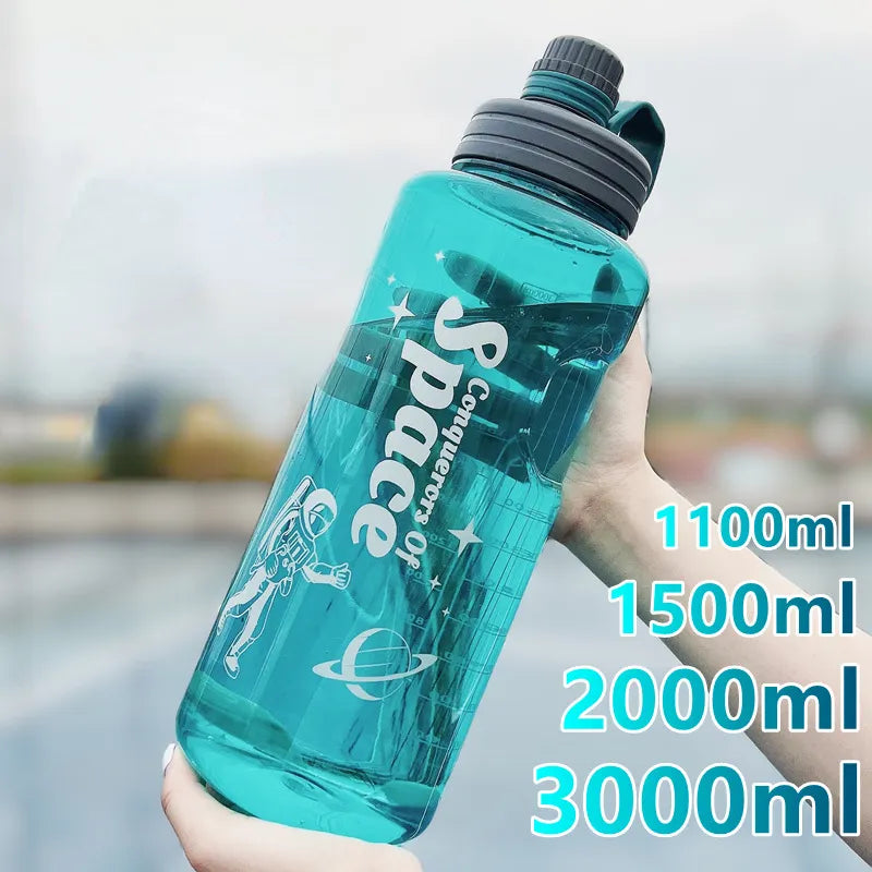 1000ML-3000ML Super-large Outdoor Capacity Water Bottle with Straw Sports Space Cup Portable Water Cup Air Shaker Bottle