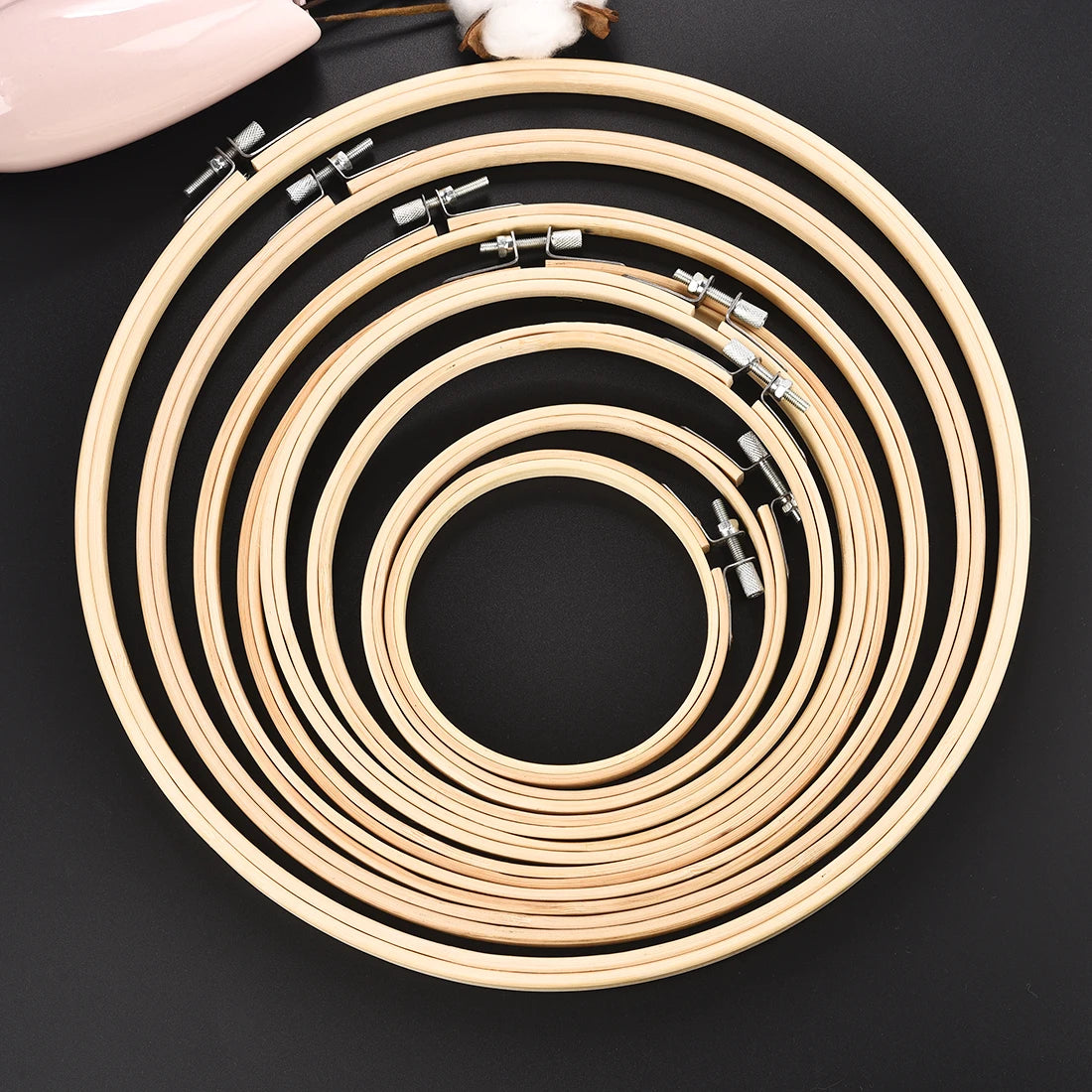 10pcs/Set 10-30cm Wooden Embroidery Hoops Frame Set Bamboo Embroidery Hoop Rings For DIY Cross Stitch Needle Craft Tool