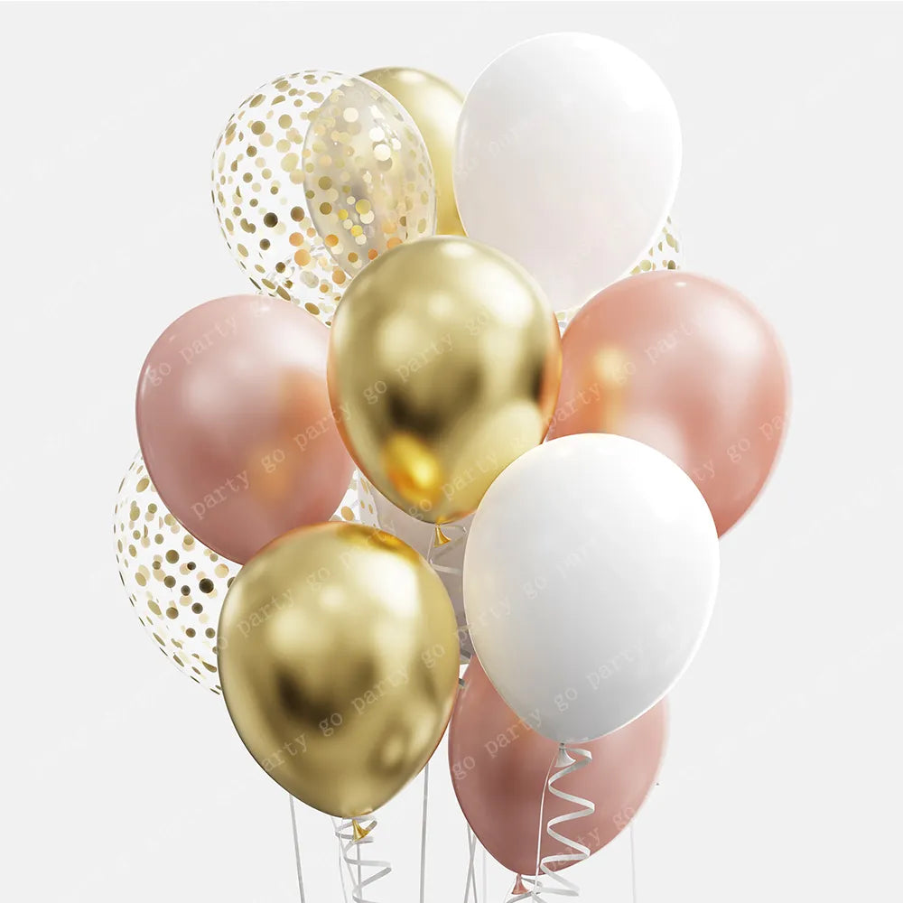 12pcs 12inch Black Gold Latex Balloons Graduation Helium Globos Adult Kids Birthday Party Decorations Baby Shower Home Supplies