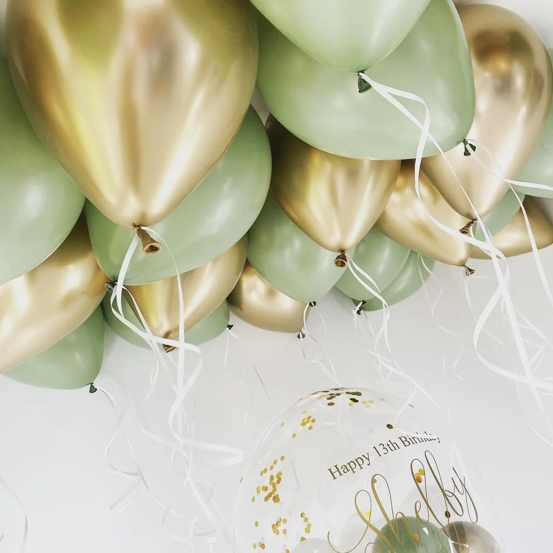 15/20PCS 10inch Balloon Kit Retro Green White Gold Balls Birthday Wedding Anniversary Jungle Summer Party Decor Home Supplies