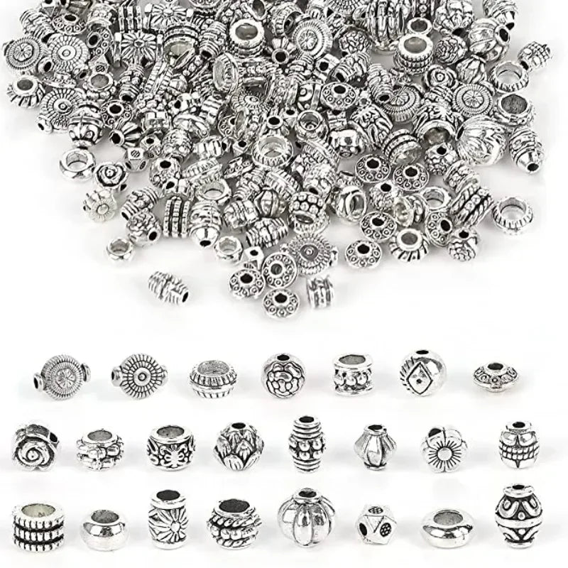 180pcs/lot Tibetan Antique Silver Color Hollow Ball Metal Beads Spacer Beads for Jewelry Making DIY Bracelet Nekclace