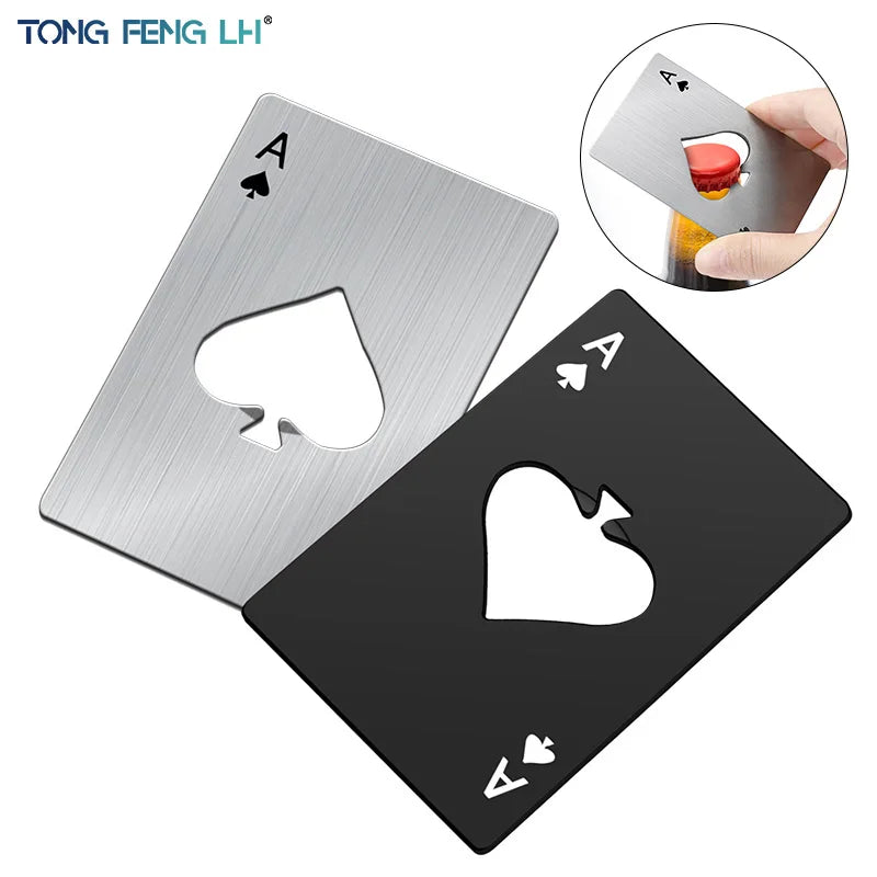 1PC Beer Bottle Picker Opener Poker Creative Pocket Metal Multifunction Credit Card Bottle Opener Black Peach A Stainless Steel