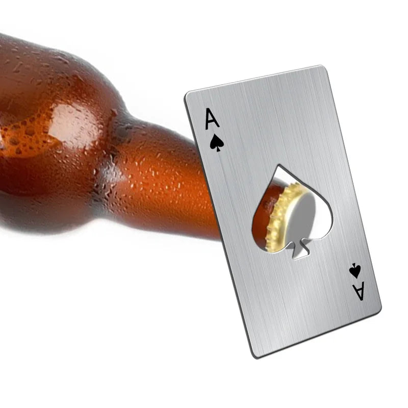 1PC Beer Bottle Picker Opener Poker Creative Pocket Metal Multifunction Credit Card Bottle Opener Black Peach A Stainless Steel