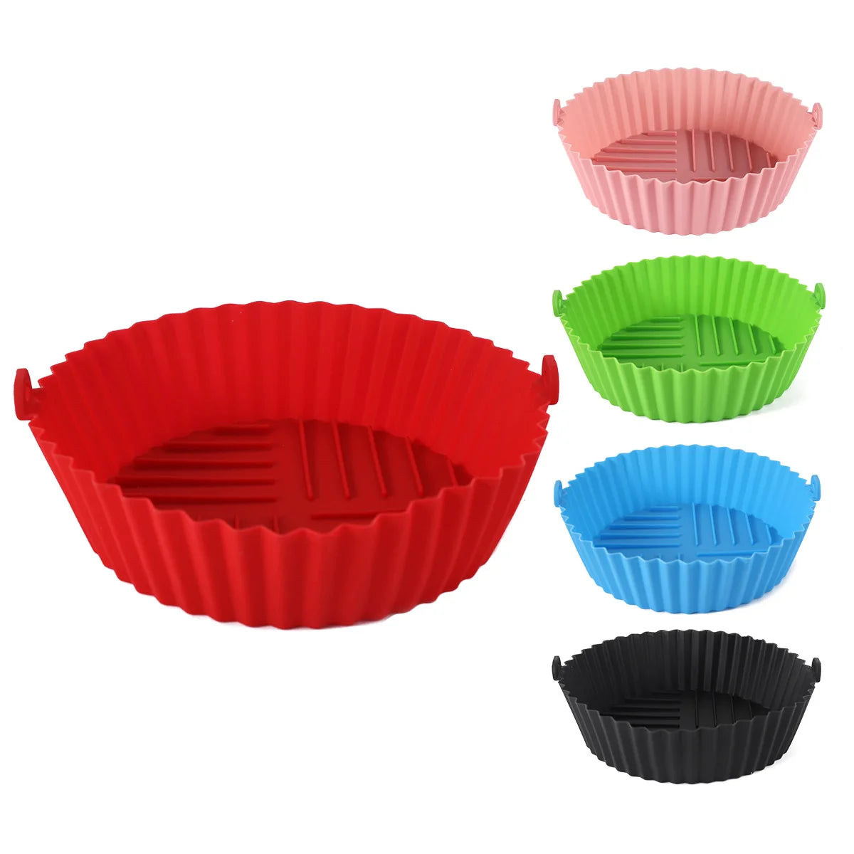 1PC Silicone Air Fryer Baking Tray Circular Foldable Food Grade High Temperature Resistant and Easy to Clean Oven Mat