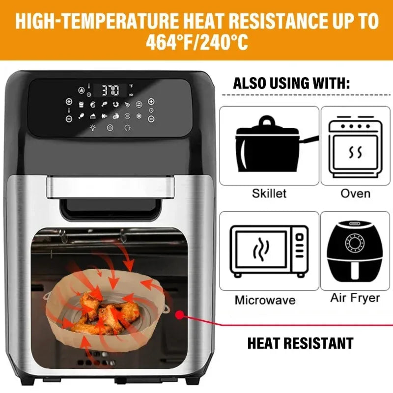 1Pcs Air Fryer Silicone Basket Silicone Mold Airfryer Oven Baking Tray Pizza Fried Chicken Basket Reusable Pan Liner Accessories