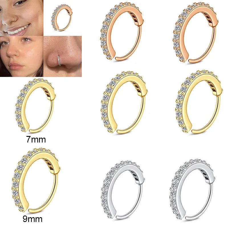 1pc 20G Round Zircon Septum Ring Hoop Cartilage Tragus Helix Small Piercing Nose Ring Earring For Women Body Jewelry Accessories