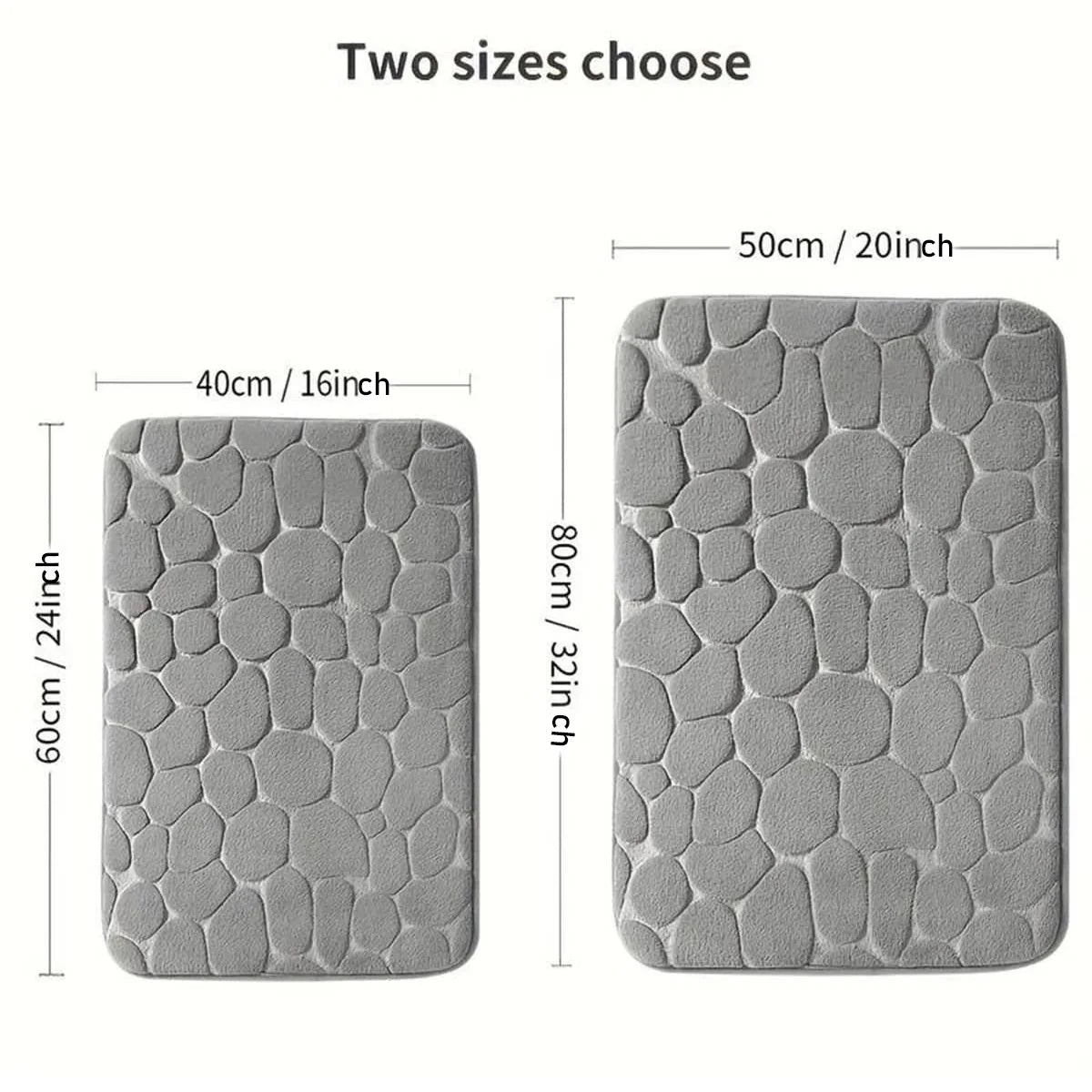 1pc Cobblestone Bath Mat - Stone Textured, Rapid Water Absorbent, Non-Slip, Washable, Thick Soft and Comfortable Carpet for Bath