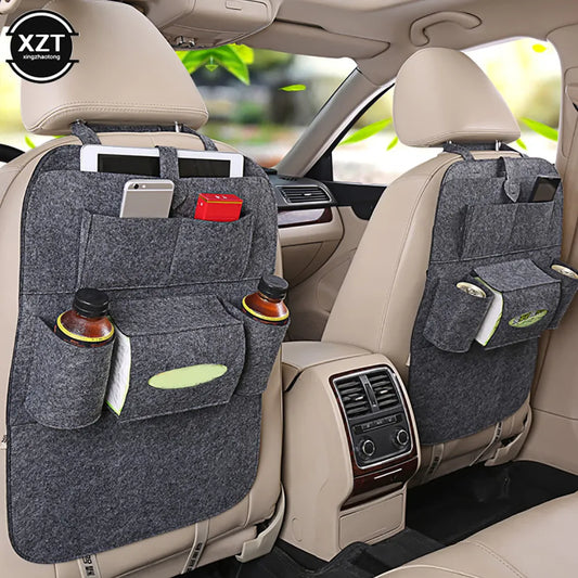 1pc Universal Car Back Seat Storage Bag Organizer Trunk Elastic Felt Storage Bag 6 Pockets Organizer Hanging Car Accessories