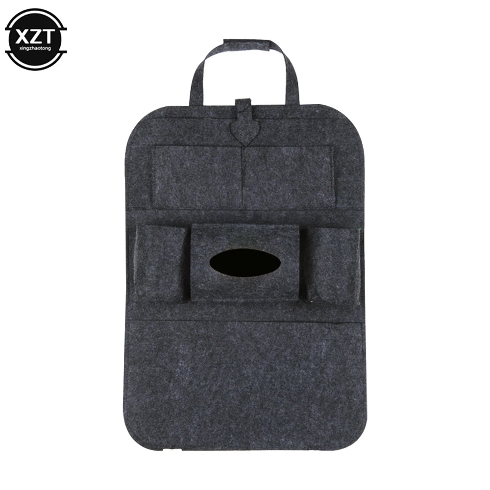 1pc Universal Car Back Seat Storage Bag Organizer Trunk Elastic Felt Storage Bag 6 Pockets Organizer Hanging Car Accessories