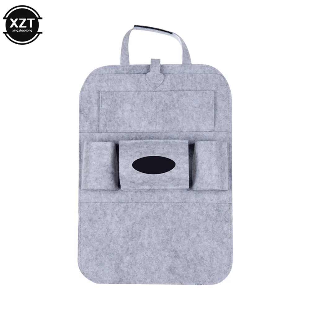 1pc Universal Car Back Seat Storage Bag Organizer Trunk Elastic Felt Storage Bag 6 Pockets Organizer Hanging Car Accessories