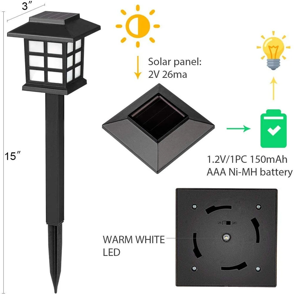 2/6/8pcs Led Solar Pathway Lights Waterproof Outdoor Solar Lamp for Garden/Landscape/Yard/Patio/Driveway/Walkway Lighting