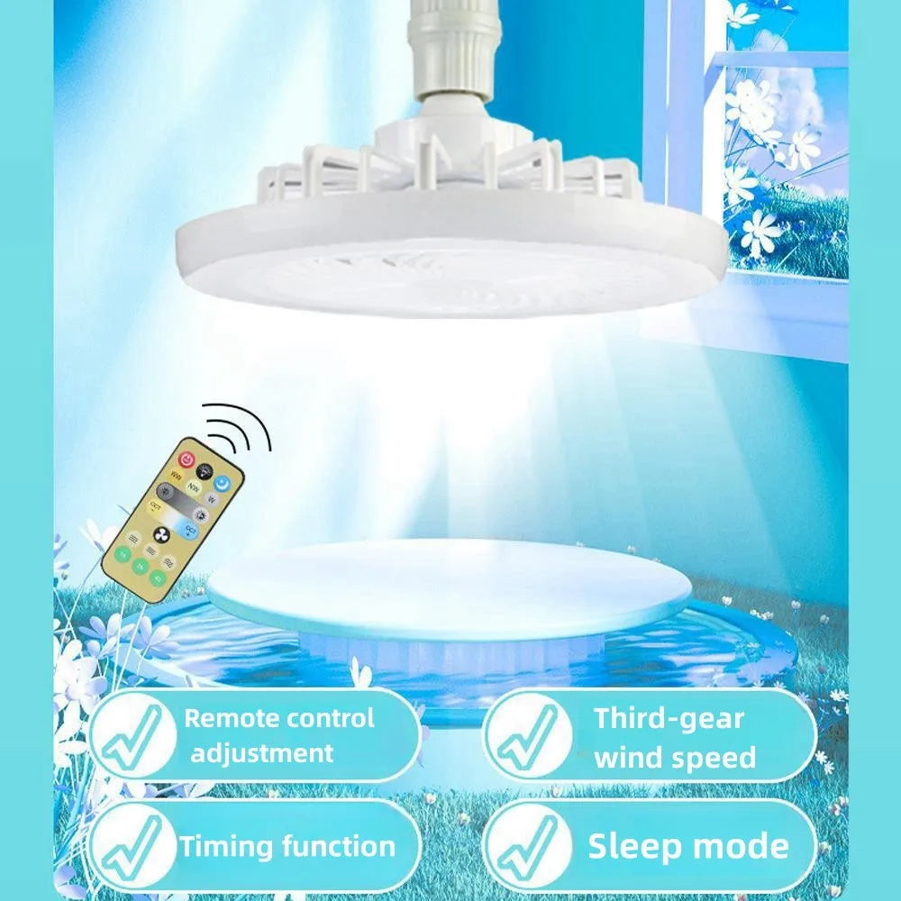 2-in-1 Three-speed Mode LED Fan Light LED Lamp Bead E27 Screw Fan Light Remote Control Wall Control Bedroom Light Fan Ceiling