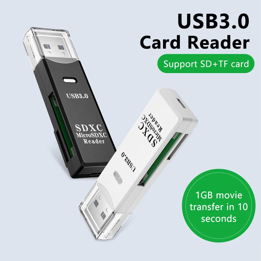 2 in 1 USB 3.0 Card Reader Micro sd card Reader usb adapter High Speed Cardreader TF Memory card For PC Laptop Accessories