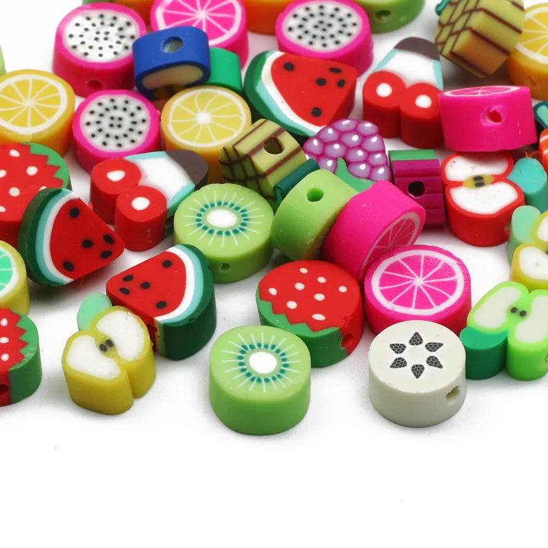 20/50/100pcs Mixed Fruit Polymer Clay Spacer Beads For Jewelry Making Necklace Bracelet Earrings Accessories DIY Handmade Crafts