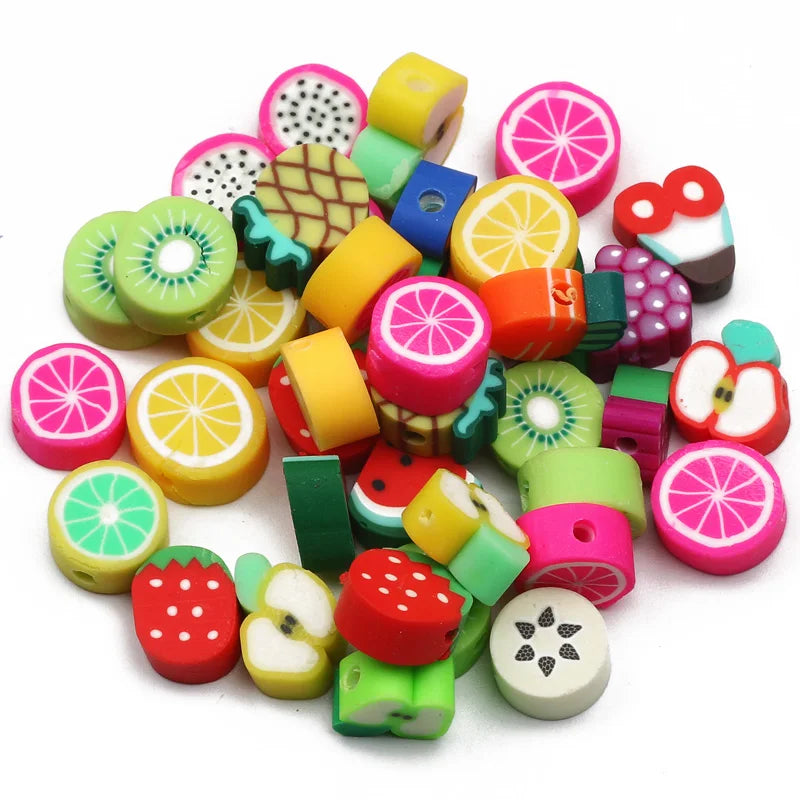 20/50/100pcs Mixed Fruit Polymer Clay Spacer Beads For Jewelry Making Necklace Bracelet Earrings Accessories DIY Handmade Crafts