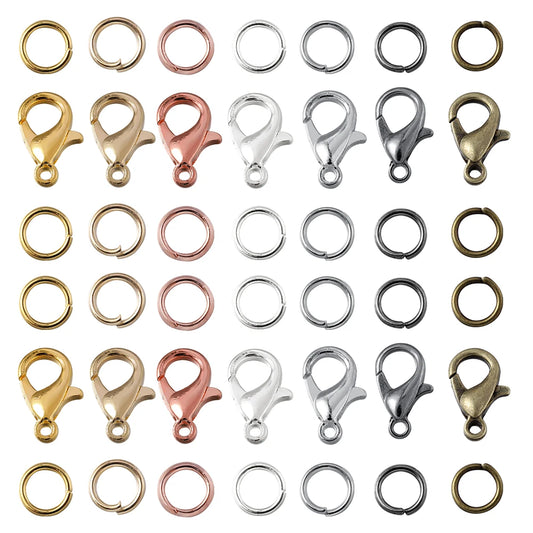 200pcs Rings+100pcs Clasps Set Lobster Clasp Open Jump Rings for Bracelet Necklace Connectors Jewelry Making DIY Kit Wholesale