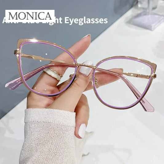 2023 Anti-blue Light Women Cat Eye Eyeglasses Frame Brand Designer Oversized Optical Glasses Frames Clear Glasses