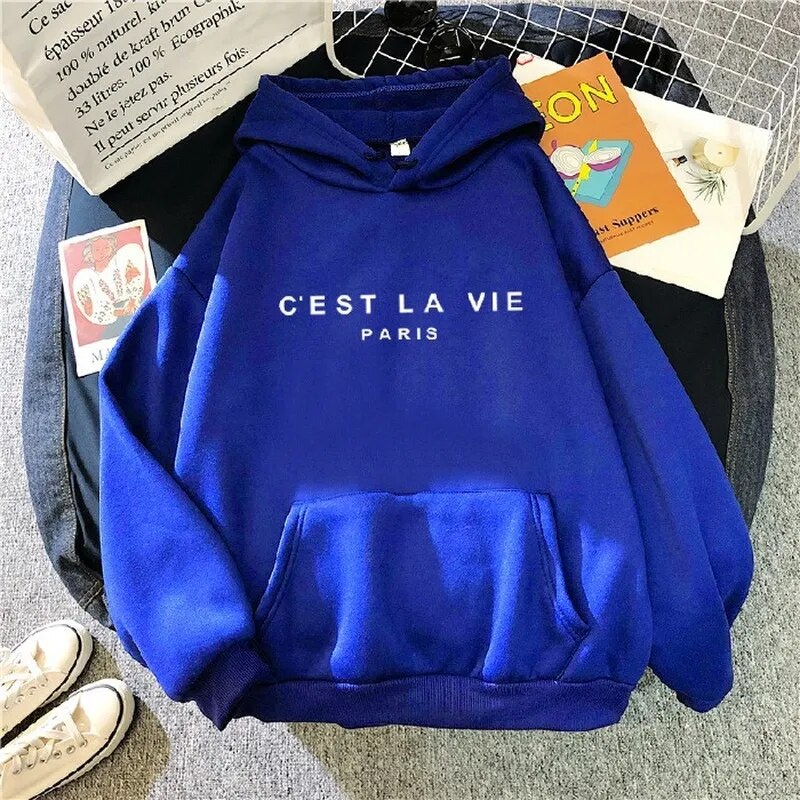 2023 letter print new hooded sweater women's spring long-sleeved lazy style loose hooded top