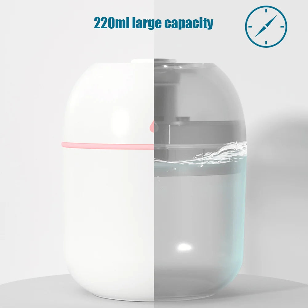 220ML Air Humidifier Ultrasonic Mini Car Aroma Diffuser Portable USB Essential Oils Purifiers LED Lamp Home Fragrance Products