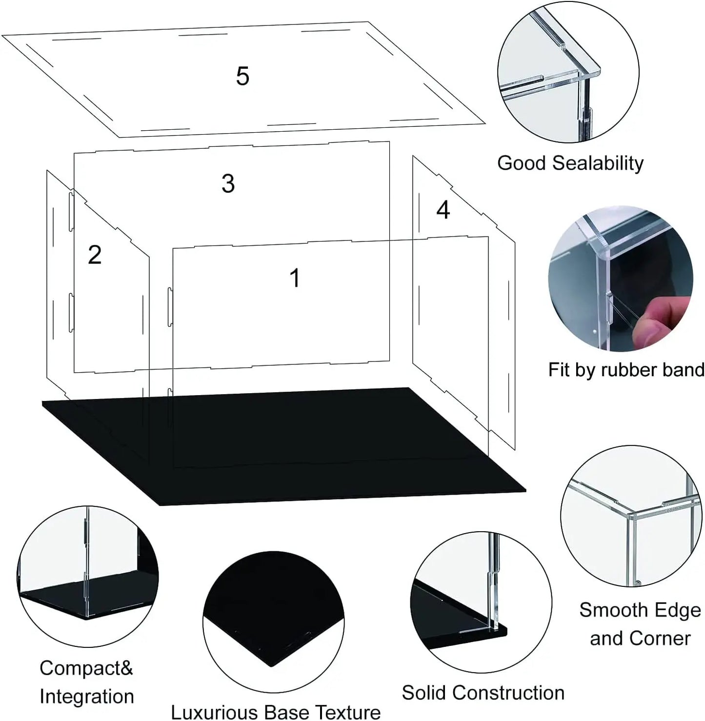 222 Size Acrylic Display Case for Collectibles Assemble Clear Acrylic Box Protection Showcase for Action Figures Organizing Toys