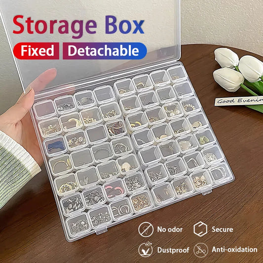 26/28/56 Grids Transparent Organizer Box Plastic Square Adjustable Organizers Storage Boxes For Home Makeup Jewelry Accessories