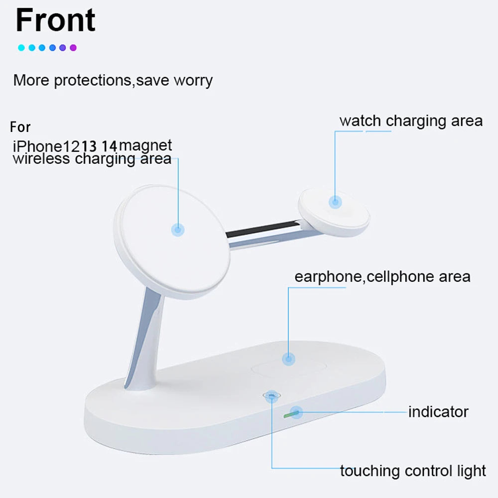 3 in 1 Wireless Charger Stand Magnetic For iPhone 12 13 14 15 Fast Charging Station for Apple Watch 9 8 7 6 5 Airpods 2 3 Pro