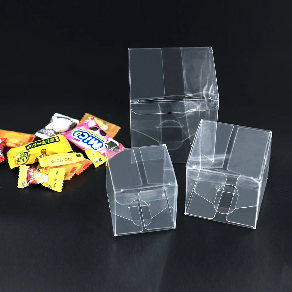 30/50PCs PVC Square Clear Candy Gift Box Chocolate Candy Boxes Jewelry Storage Boxs Wedding Christmas Packaging Gift Boxs