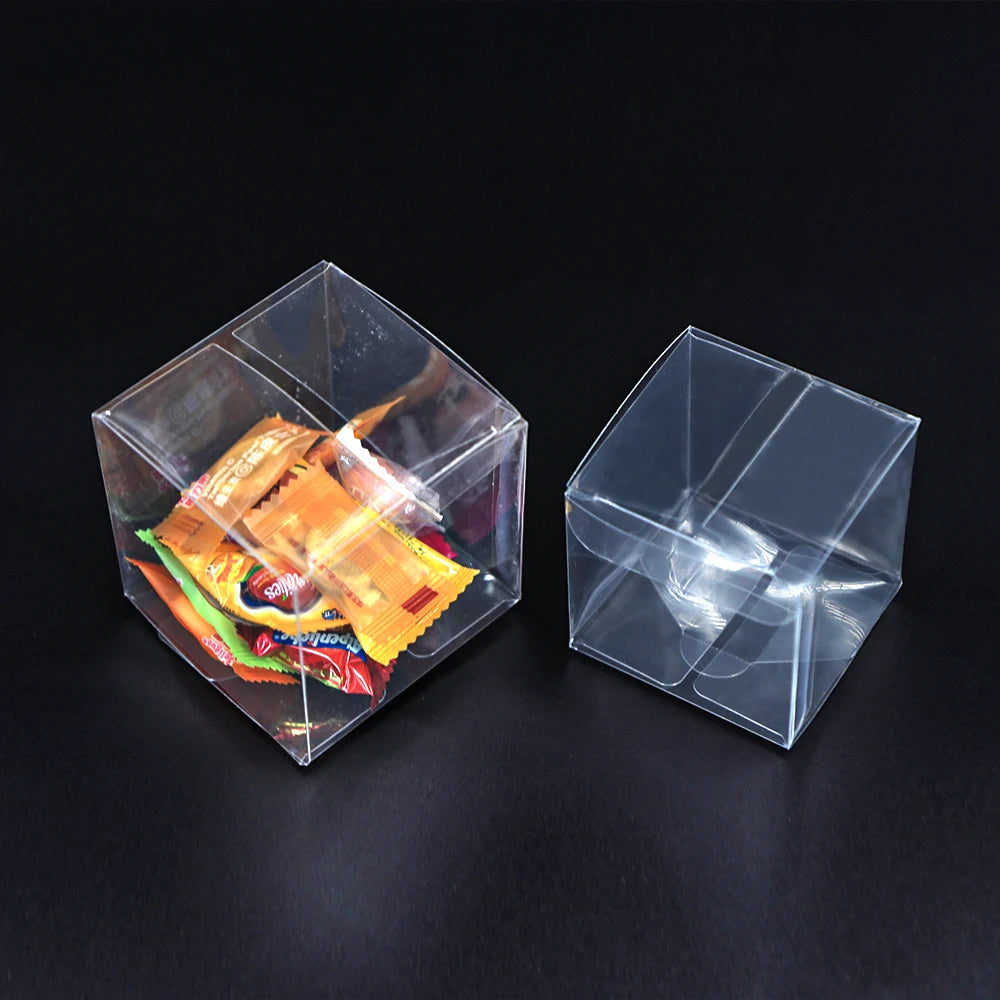 30/50PCs PVC Square Clear Candy Gift Box Chocolate Candy Boxes Jewelry Storage Boxs Wedding Christmas Packaging Gift Boxs