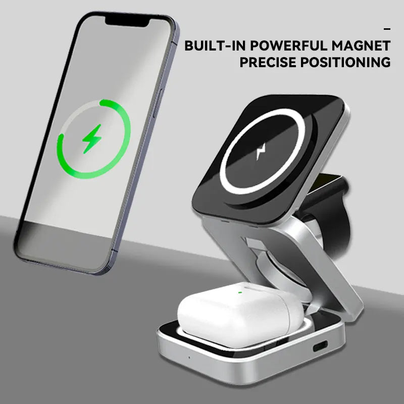 30W 3 In 1 Magnetic Wireless Charger Stand for iPone 14 13 12 Pro Max Airpods Samsung Watch 6 5 iWatch 8 7 Fast Charging Station