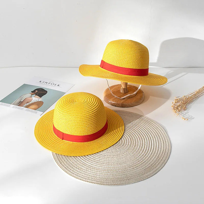 31/35cm Luffy Straw Hat Cosplay Animation Performance Kids Adults Luffy Straw Cap Summer Sun Hat Accessories Anime Caps