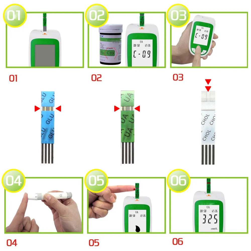 3in1 Multifunction Cholesterol Uric acid Blood Glucose Meter Glucometer Kit Diabetes Gout Tester Blood Sugar Monitor Test Strips