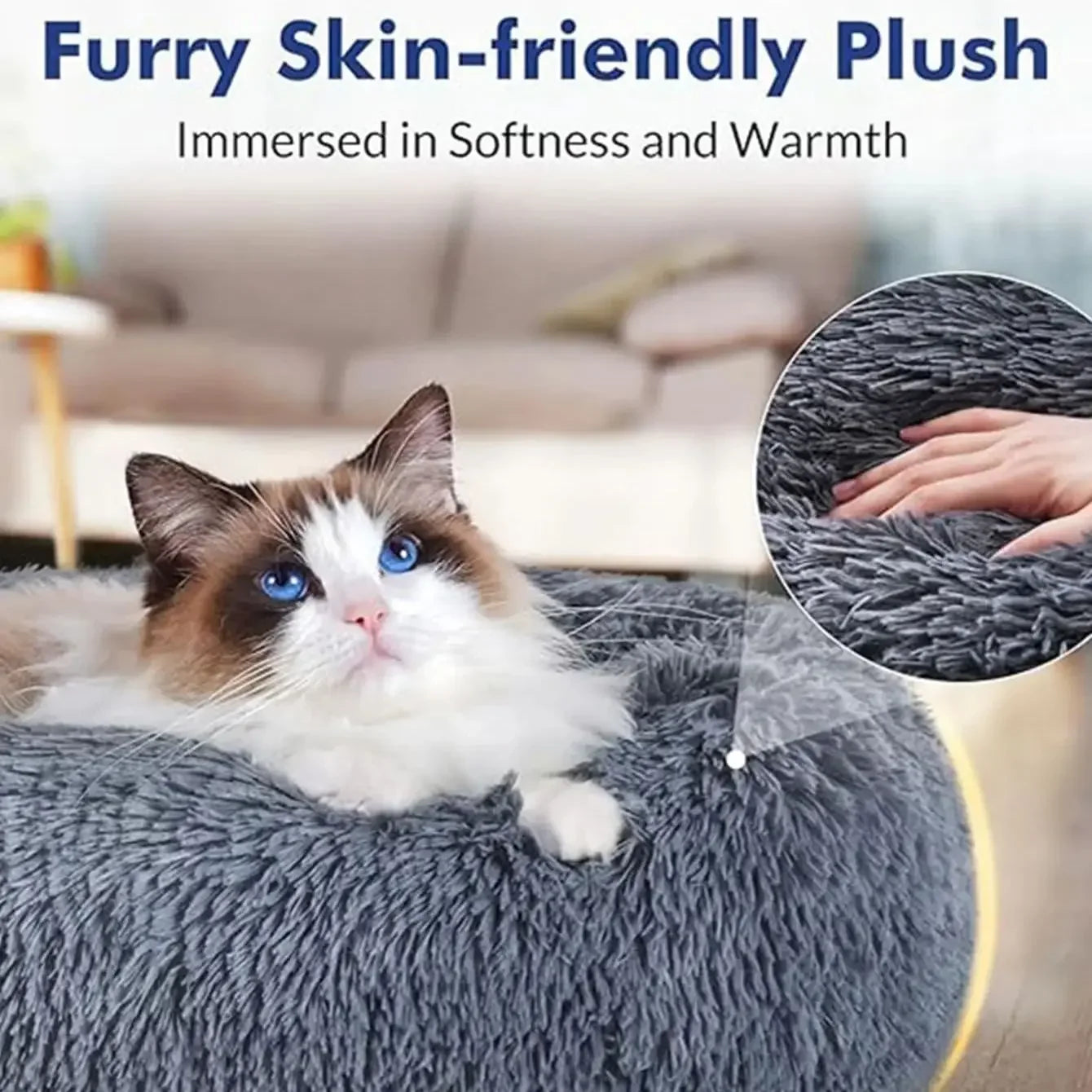 40-90cm Round Pet Bed for Large Dog Bed Super Soft Cat Bed Long Plush Dog House for Medium Dog House Winter Warm Sleeping