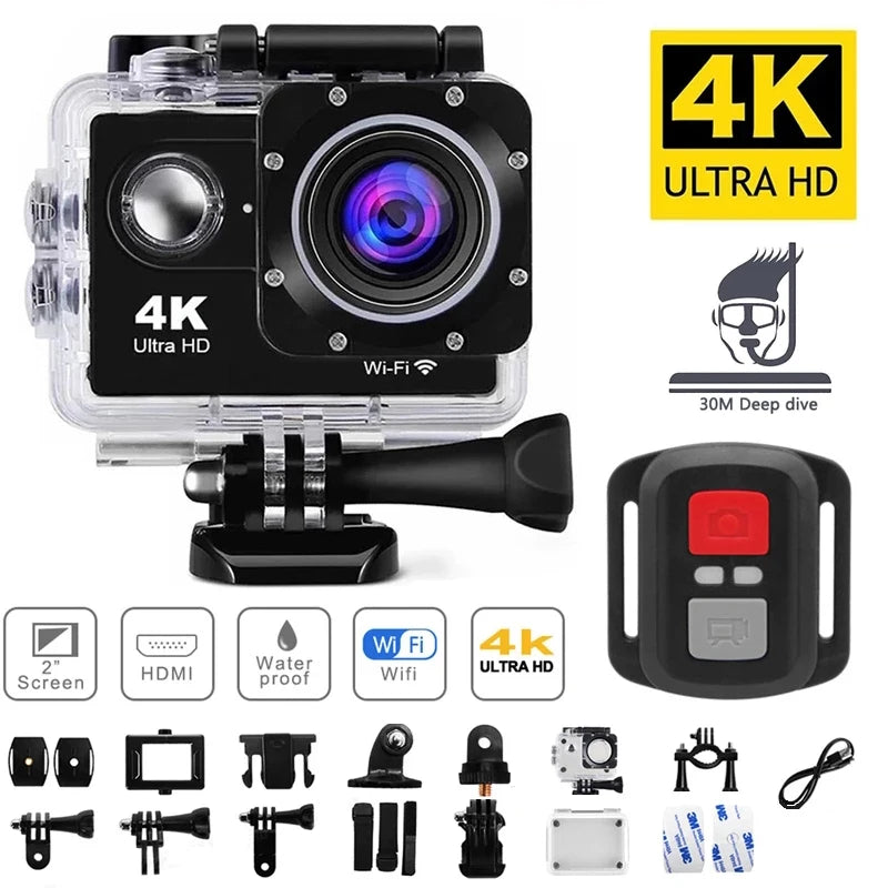 4K Action Camera 1080P/30FPS WiFi 2.0&quot; 170D Underwater Waterproof Helmet Video Recording Camera Sports Cameras Outdoor Mini Cam