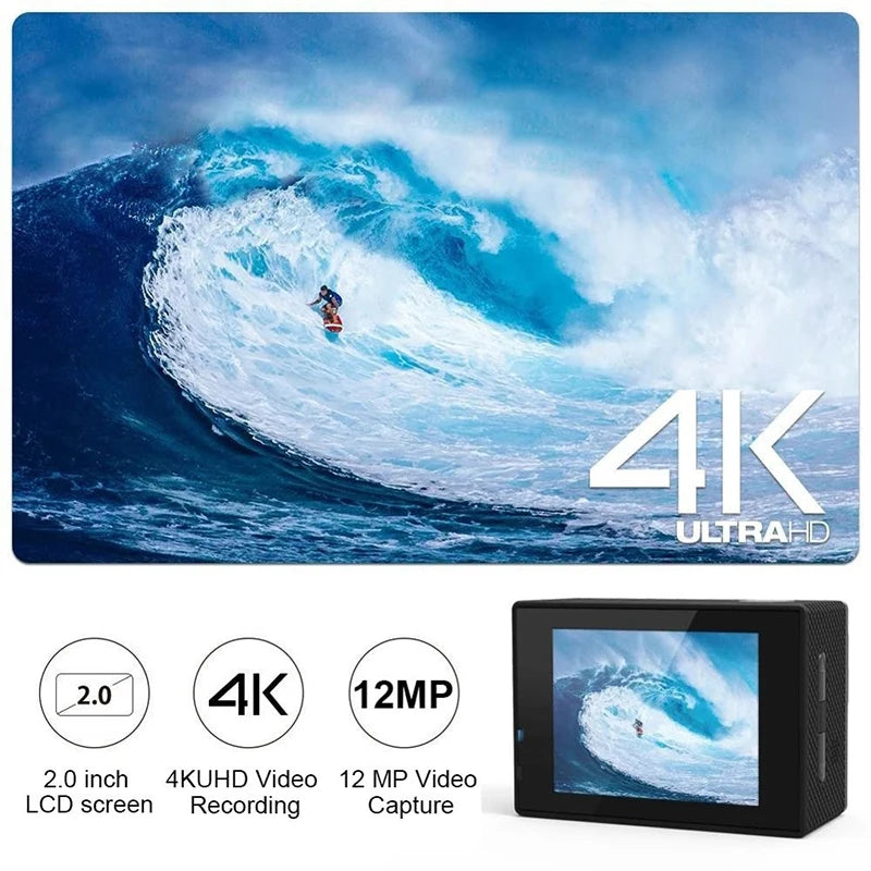 4K Action Camera 1080P/30FPS WiFi 2.0&quot; 170D Underwater Waterproof Helmet Video Recording Camera Sports Cameras Outdoor Mini Cam