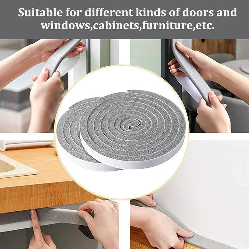 4m Foam Window Sealing Strips Windproof Sound-Proof Door Weather Stripping Dustproof Self-adhesive Tape Door Seam Sealing Strip