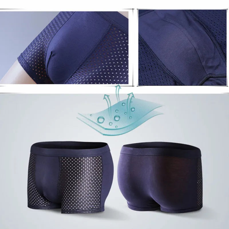 4pcs/Lot Men's Panties Male Underpants Man Pack Shorts Boxers Underwear Slip Homme Calzoncillos Bamboo Hole Large Size 5XL6XL7XL