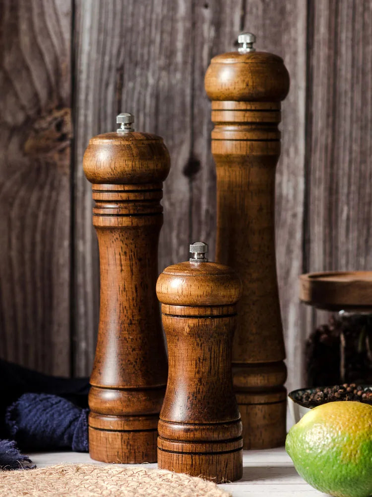 5&quot; 8&quot; 10&quot;  Salt and Pepper Grinder, Solid Wood Spice Pepper Mill with Strong Adjustable Ceramic Grinder Kitchen Cooking Tools