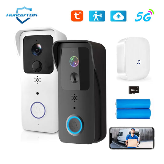 5G 2.4G WiFi Video Doorbell 1080P Tuya Smart Outdoor Wireless Intercom Waterproof Wireless Camera with AC/DC Power Supply