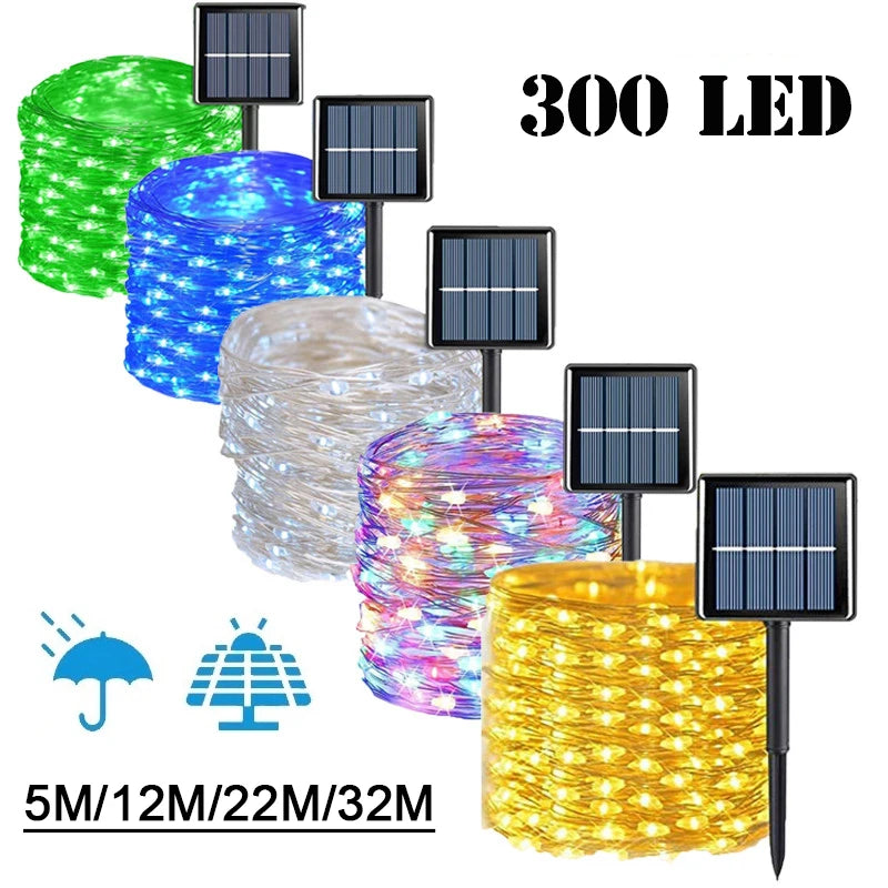 5M/12M/22M/32M Solar Light Outdoor Garden Fairy String Light Led Twinkle Waterproof Lamp for Christmas Patio Tree Party