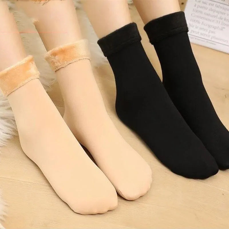 5Pairs Women Winter Thicken Warm Short Socks Thermal Cashmere Wool Socks Nylon Snow Velvet Boots Home Floor Calcetines Mujer