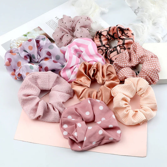 5Pcs/Lot Girl Pink Red Hair Band Accessories Fashion Large Hair Ties Solid Color Elastic Scrunchies For Women Ponytail Hairstyle