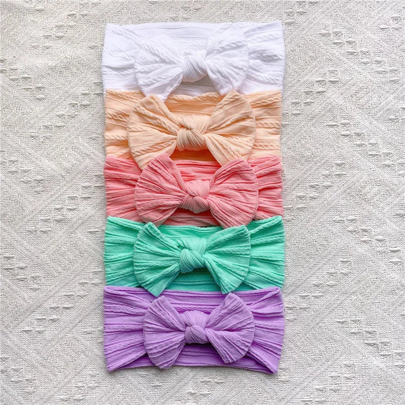 5Pcs/Set Baby Cute Headband Soft Elastic Bowknit  Newborn Toddler Priccess Girls Hair Band Bows Accessories For 0-2Years